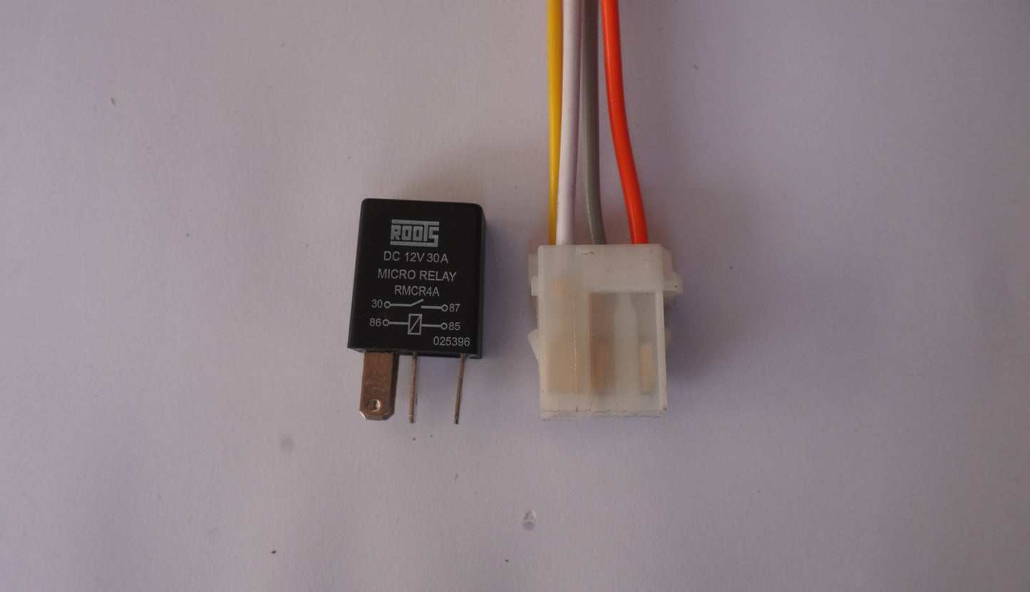 Relay with wiring connector on a plain background