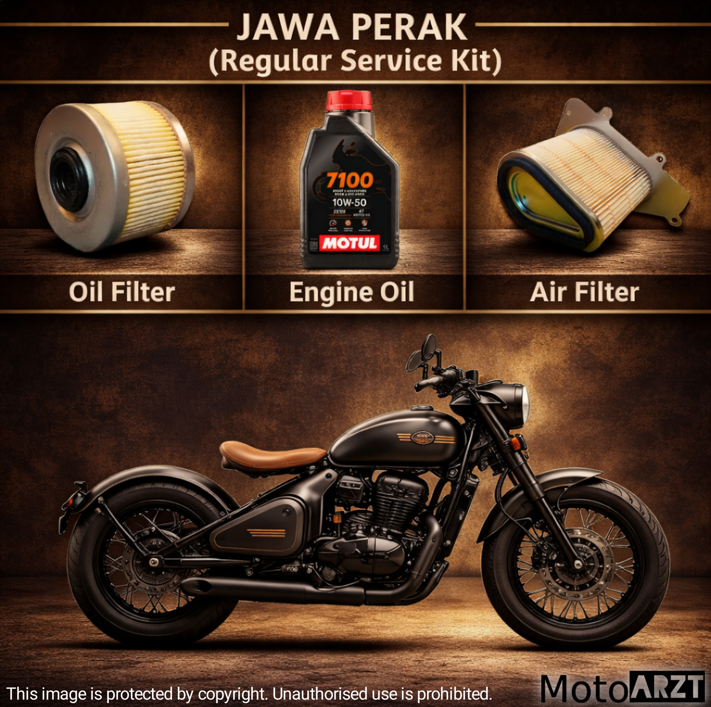 JAWA Perak Regular Service Kit – Oil Filter, Air Filter & MOTUL 7100 10W50 Engine Oil | MotoARZT