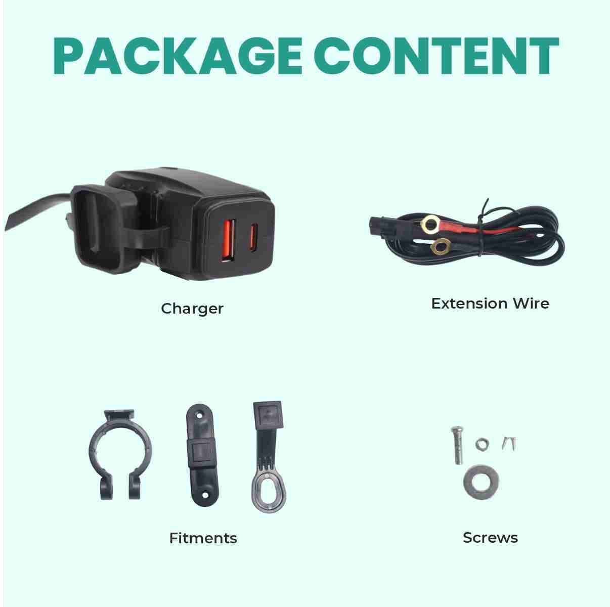 Simtac RapidRide Lite 51W fast charger package contents 1 unit | MotoARZT