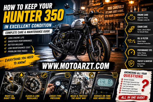 Royal Enfield Hunter 350 maintenance guide — engine oil, chain care, service schedule and ownership tips