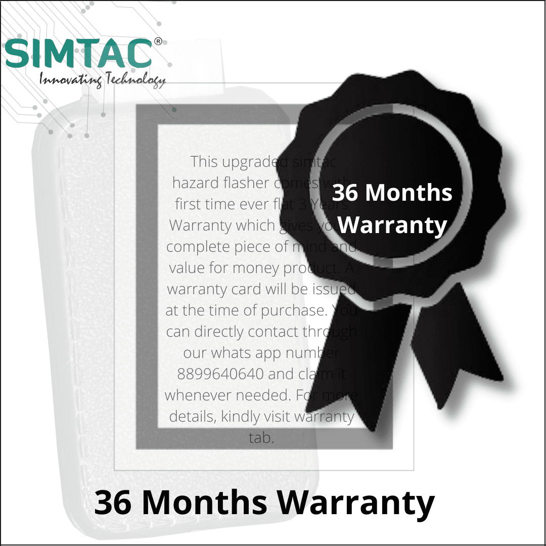 SIMTAC Smart Hazard Flasher V2.0 – 36-month replacement warranty certificate for Royal Enfield Hunter 350