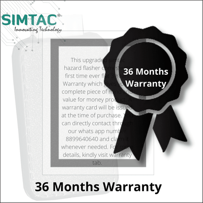 SIMTAC Smart Hazard Flasher V2.0 – 36-month replacement warranty certificate for Royal Enfield Hunter 350