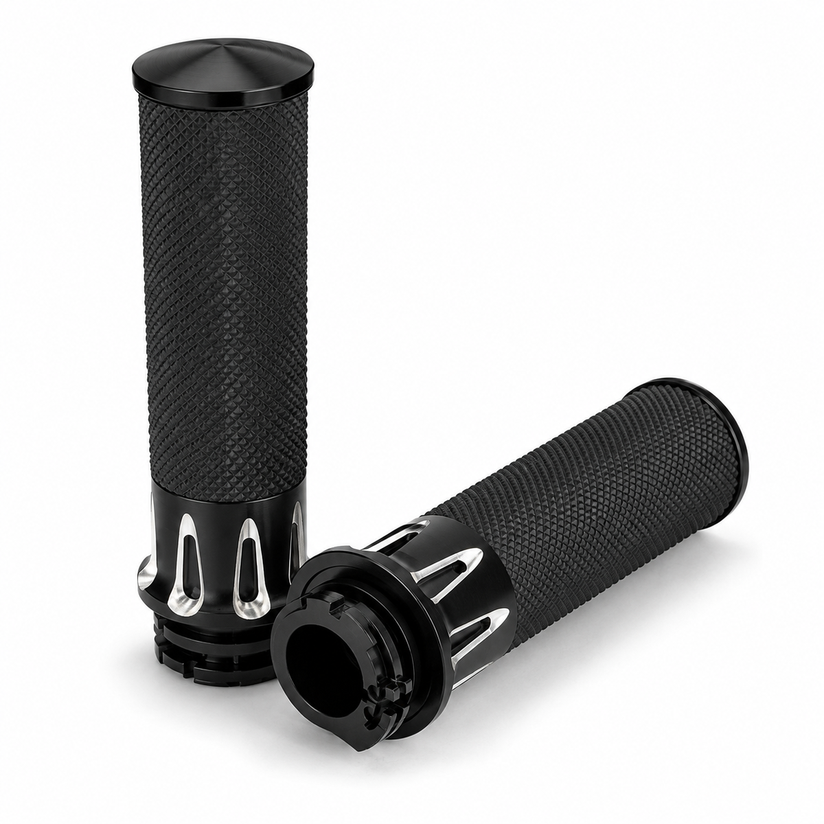 Chrome-Black Throttle Grips for Harley-Davidson – Iron 883 / 1200 / Sportster