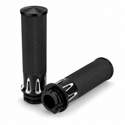 Chrome-Black Throttle Grips for Harley-Davidson – Iron 883 / 1200 / Sportster