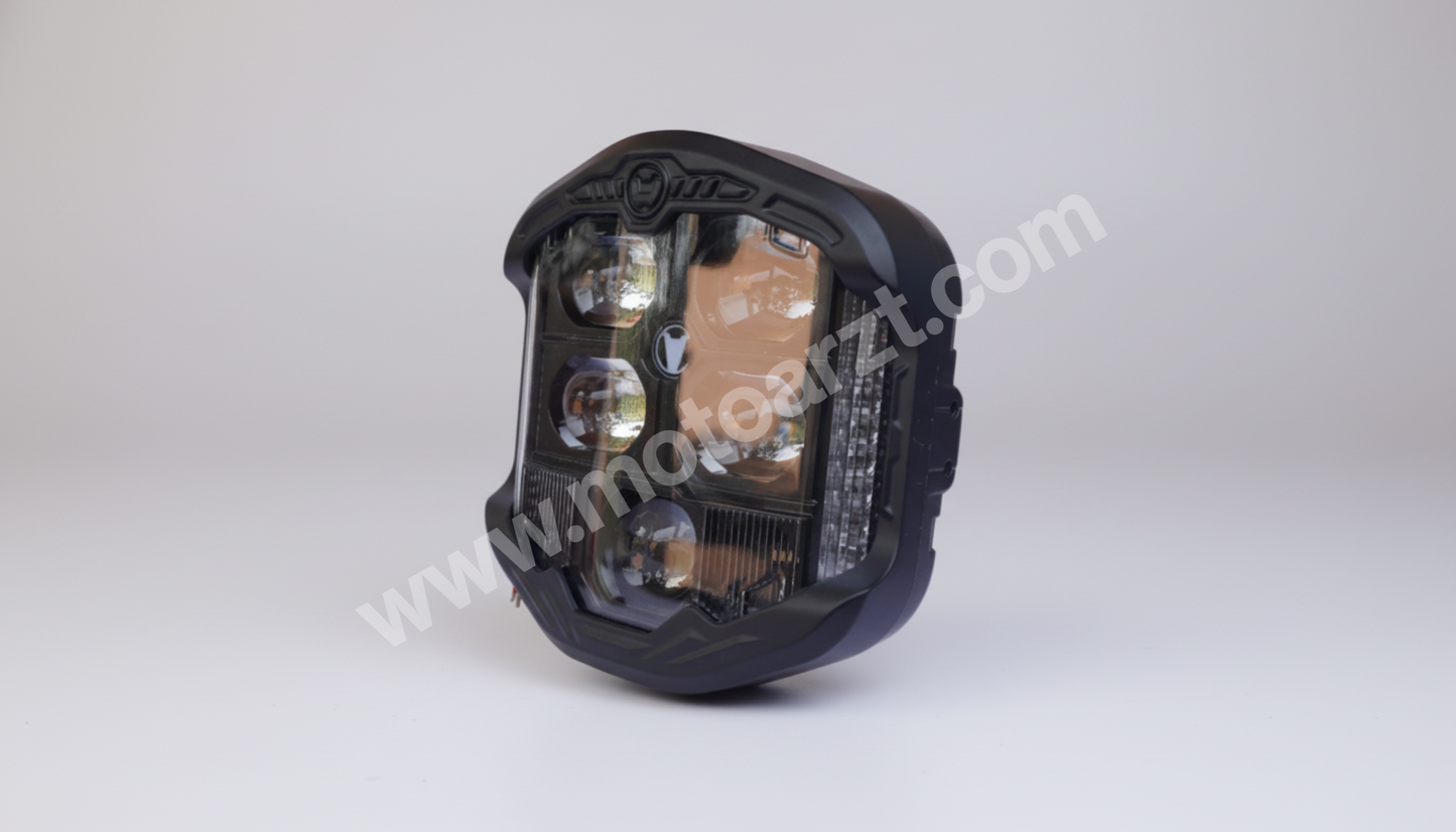 HJG God's Eye 5-Lens projector LED auxiliary headlamp side profile view
