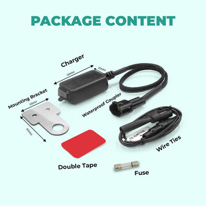 Simtac 24W motorcycle scooter mobile charger package contents 1 unit | MotoARZT