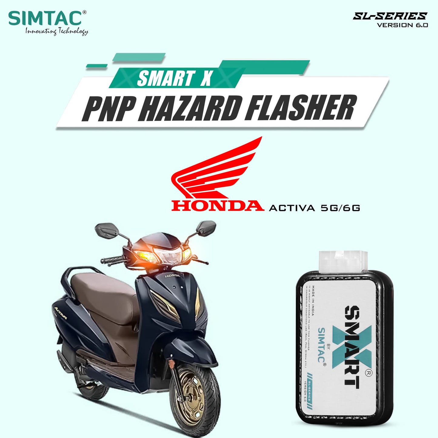 Simtac Smart-X Hazard Flasher for Honda Activa 5G & 6G – ACTIV6-SL6 Plug & Play Module