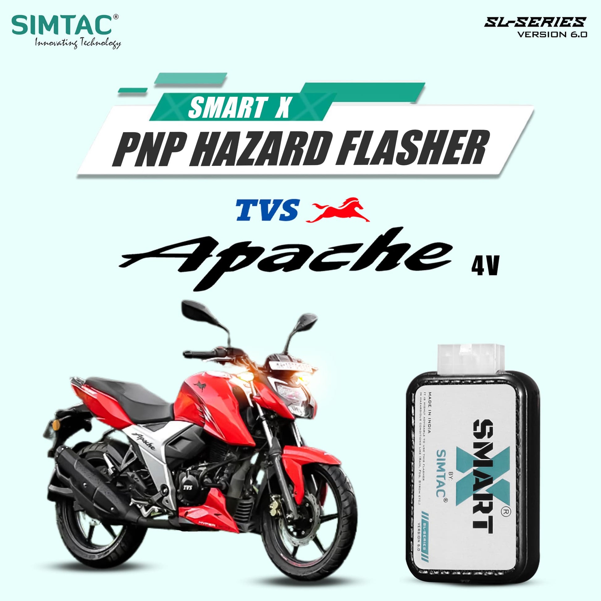 Simtac SMART-X Hazard Flasher AP4V-SL6 for TVS Apache 4V - Buy at MotoARZT
