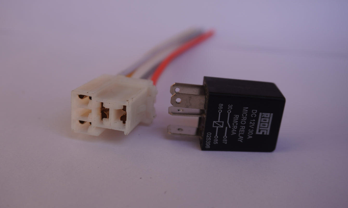 Relay and connector on a white background