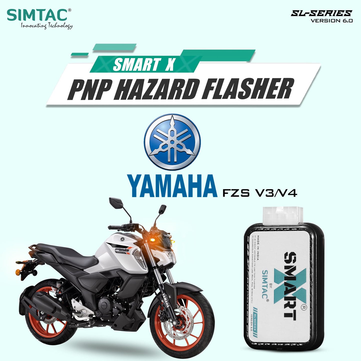 Simtac SMART-X Hazard Flasher Version 6.0 SL for Yamaha FZS V3 and FZS V4 - Model FZS-SL6 - Plug and Play - MotoARZT