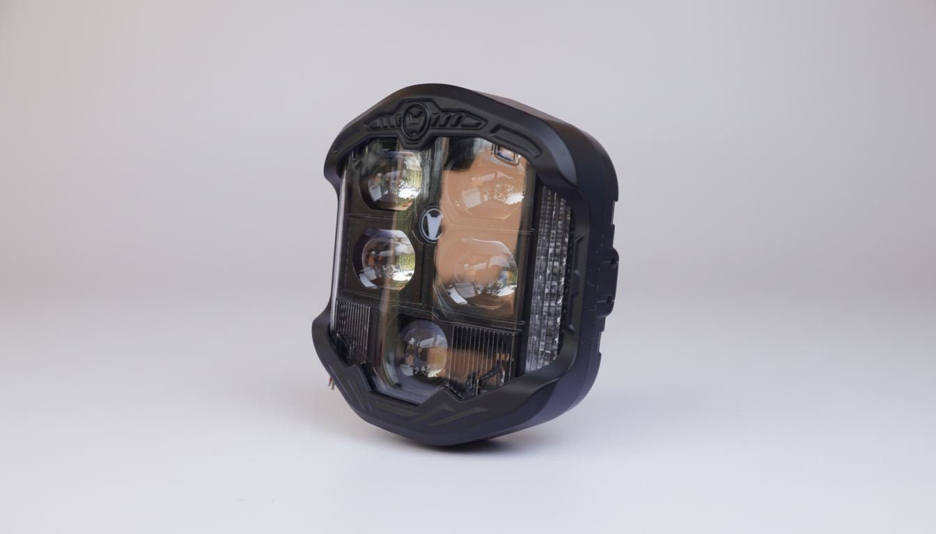 Black LED light on a white background