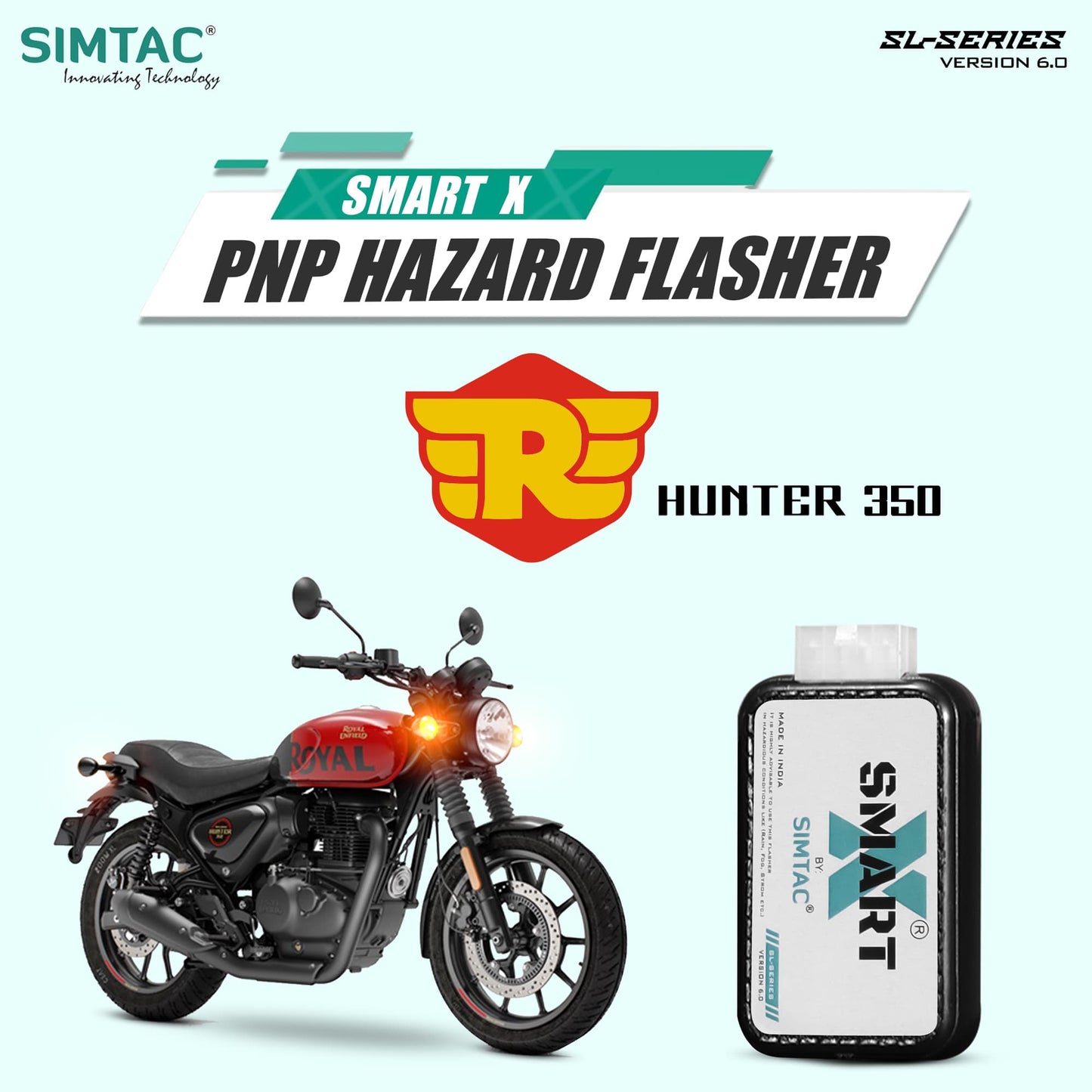 Simtac SMART-X Hazard Flasher for Royal Enfield Hunter 350 – Plug & Play Relay Unit – MotoARZT