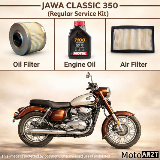 JAWA Classic 350 Regular Service Kit – Oil Filter, Air Filter & MOTUL 7100 10W50 Engine Oil | MotoARZT