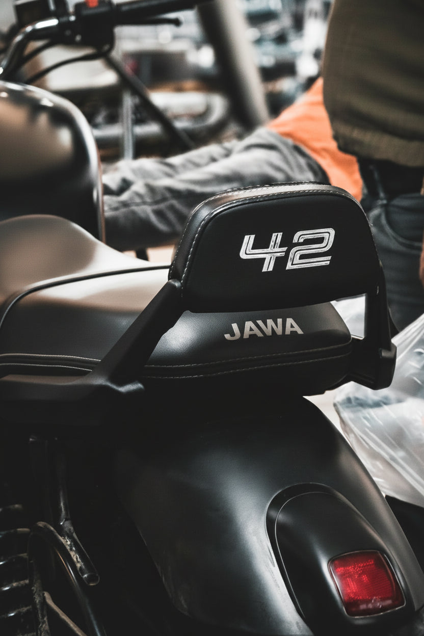 JAWA 42 Back Rest – Grab Rail / Pillion Support for Jawa 42 Models