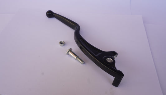 Black lever with a screw on a white background