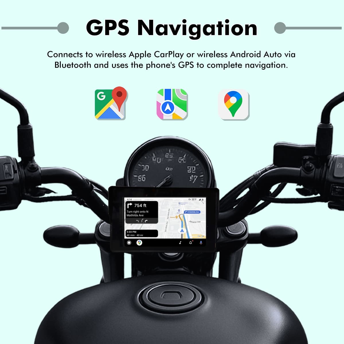 SIMTAC M2 navigation screen mounted on motorcycle handlebar – glove-friendly touchscreen | MotoARZT