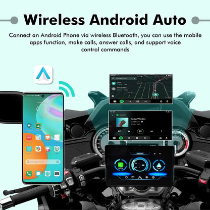 SIMTAC M2 rider-optimized interface showing Google Maps navigation on 5-inch touchscreen | MotoARZT