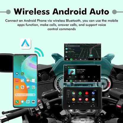 SIMTAC M3 Wireless CarPlay Display Showing Google Maps Navigation on Motorcycle