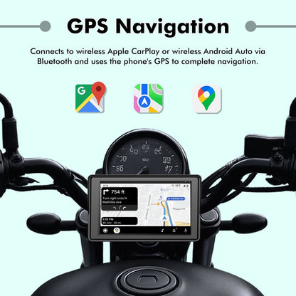 SIMTAC M4D navigation screen showing Google Maps route on motorcycle handlebar mount | MotoARZT