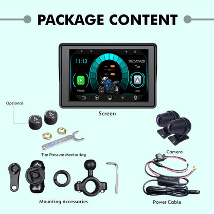 SIMTAC M4D Motorcycle GPS CarPlay & Android Auto System – 5" Smart Navigation & Dual Camera DVR