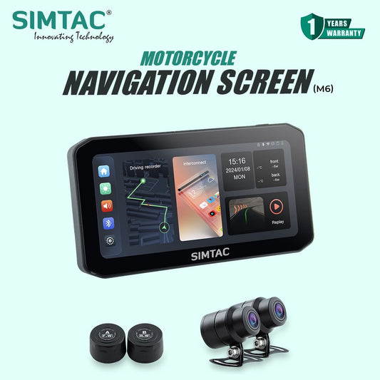 SIMTAC M6DT 6.25-inch motorcycle GPS touchscreen navigator with Apple CarPlay and Android Auto | MotoARZT