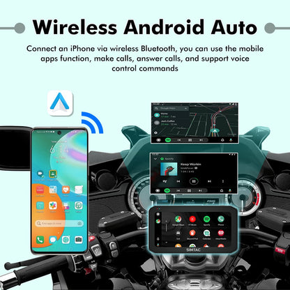 SIMTAC M6DT motorcycle GPS unit front view showing touchscreen display interface | MotoARZT