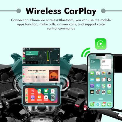 SIMTAC M6DT wireless Apple CarPlay screen on motorcycle GPS navigation system | MotoARZT
