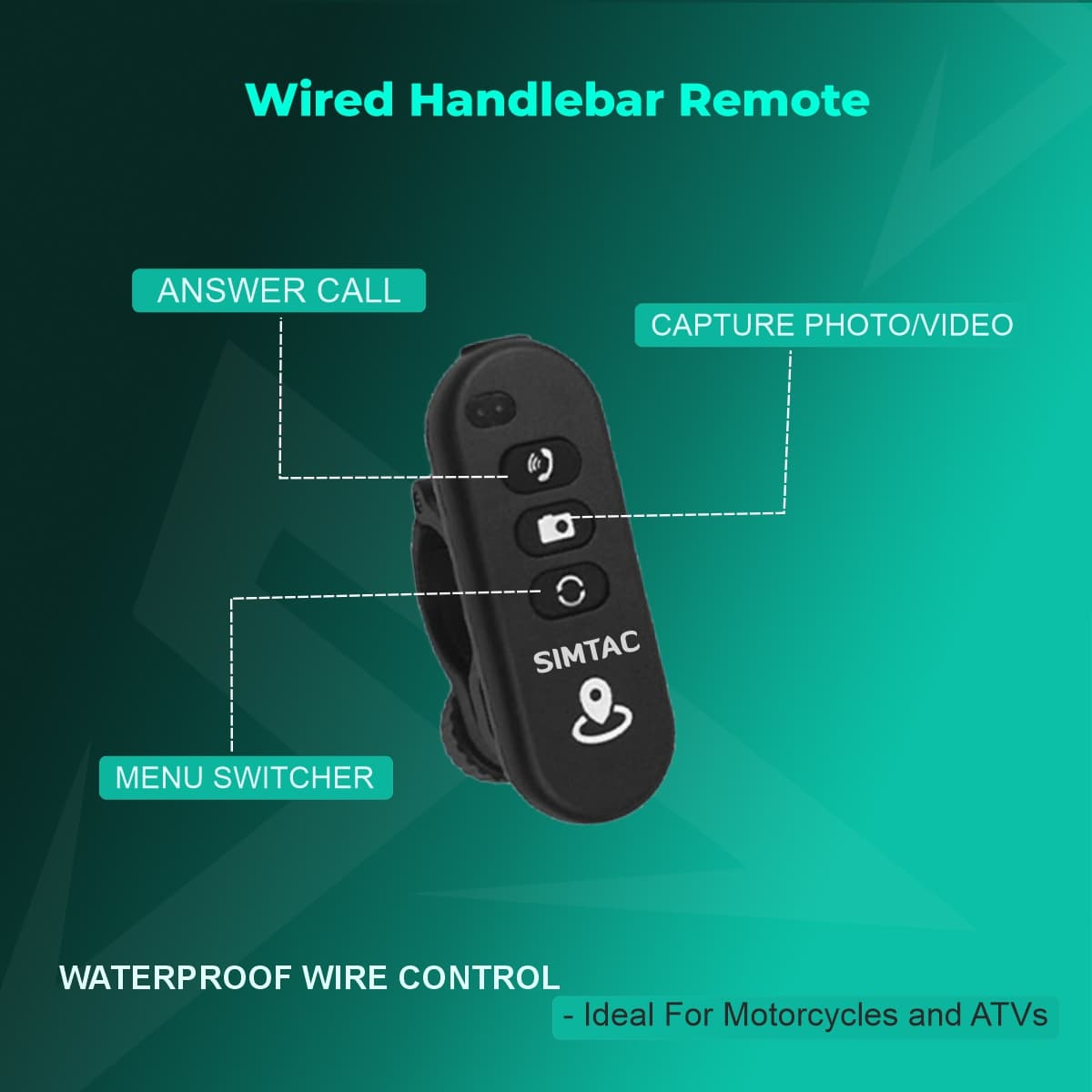 SIMTAC M8DT Wired Handlebar Remote Control for Motorcycle GPS Navigation System | MotoARZT