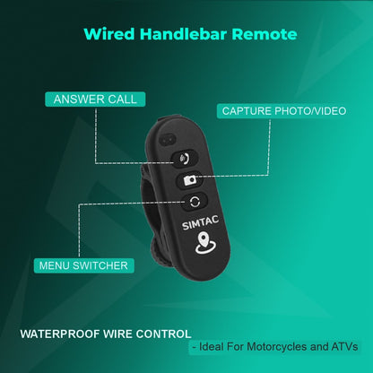 SIMTAC M8DT Wired Handlebar Remote Control for Motorcycle GPS Navigation System | MotoARZT