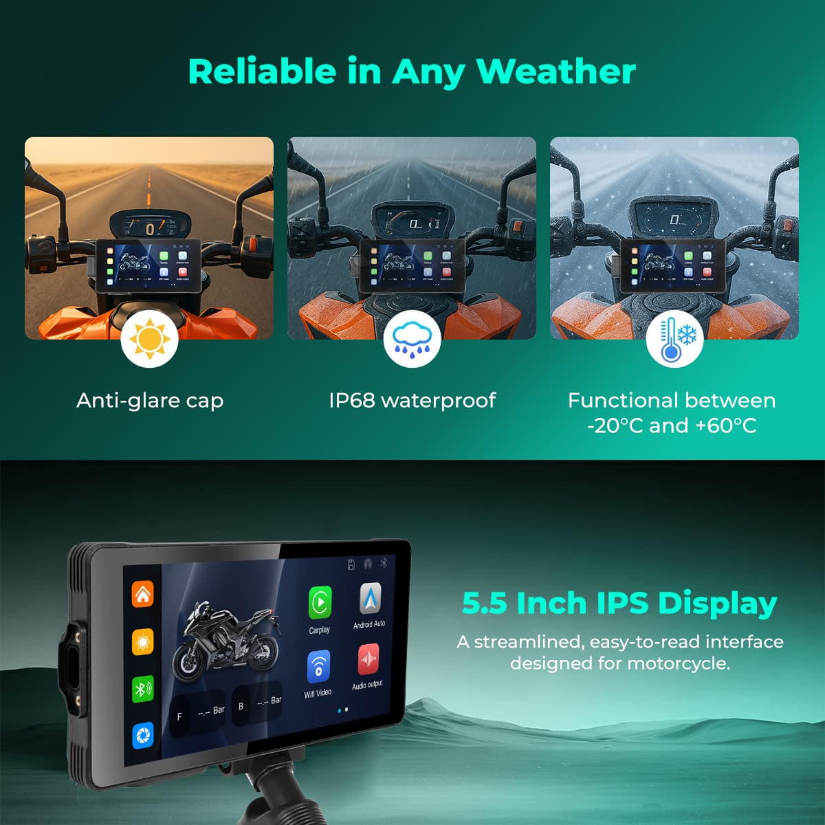 SIMTAC M10DT IP67 waterproof motorcycle navigation display – built for rain, dust, and harsh riding conditions | MotoARZT