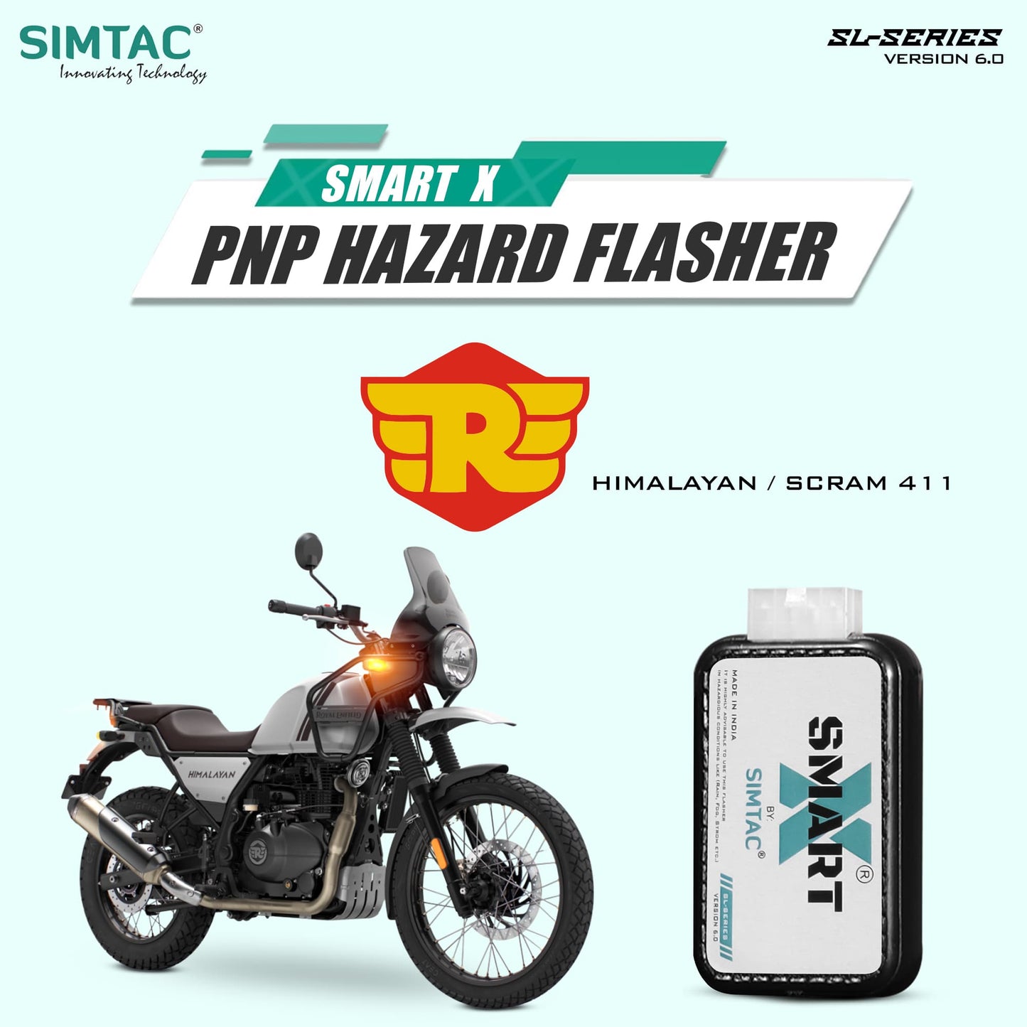 Simtac SMART-X Hazard Flasher for Royal Enfield Himalayan 411 & Scram 411 - Plug and Play REH-SL6 | MotoARZT