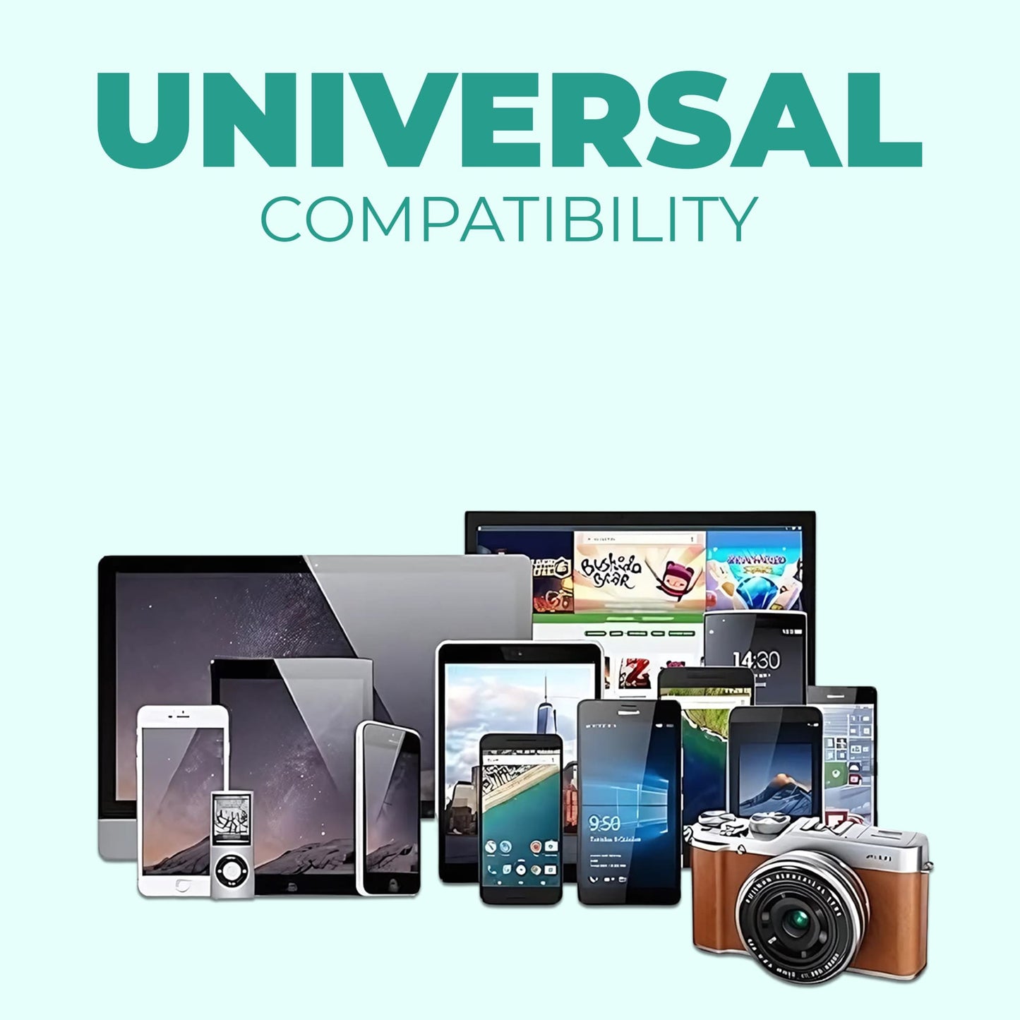 Collection of Simtac electronic devices with 'Universal Compatibility' text on a light green background | MotoARZT
