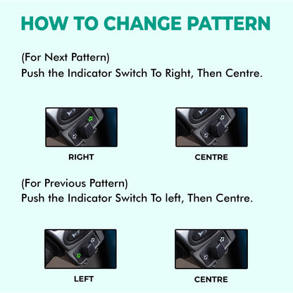 Instructions on how to change a pattern using an indicator switch on a white background. Simtac Flasher For tvs Apache 2v | MotoARZT
