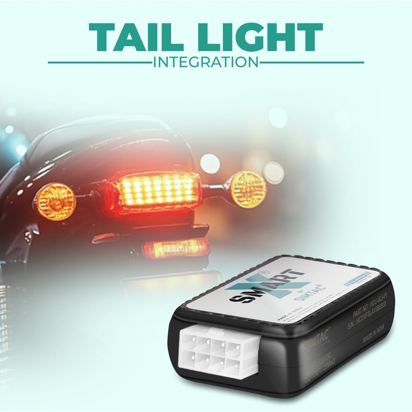 Simtac SMART-X NTORQ-SL6 memory function and tail light integration feature for TVS NTORQ