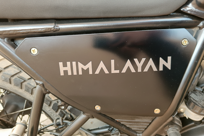 Royal Enfield Himalayan side panel with countersunk screws installed