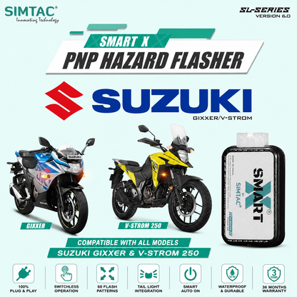 Simtac SMART-X Hazard Flasher VGR-SL6 for Suzuki Gixxer & V-Strom - Plug and Play Relay Unit | MotoARZT