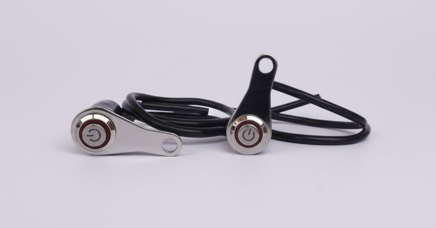 Stainless Steel Finish Push Button Switch (ON-OFF) with Bolt-On Bracket Mount – 12V DC Waterproof Universal for All Motorcycles, Bikes, Cars & Scooties