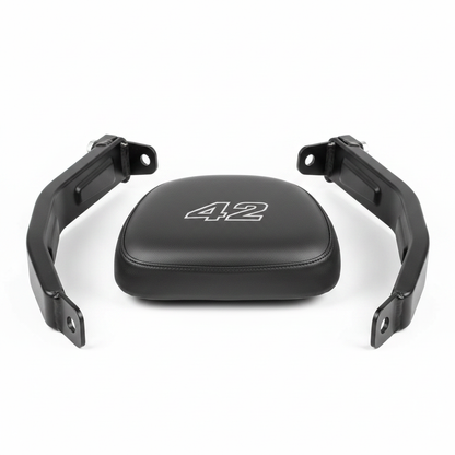 JAWA 42 Backrest Kit – Metal Brackets and Padded Cushion with 42 Branding | MotoARZT