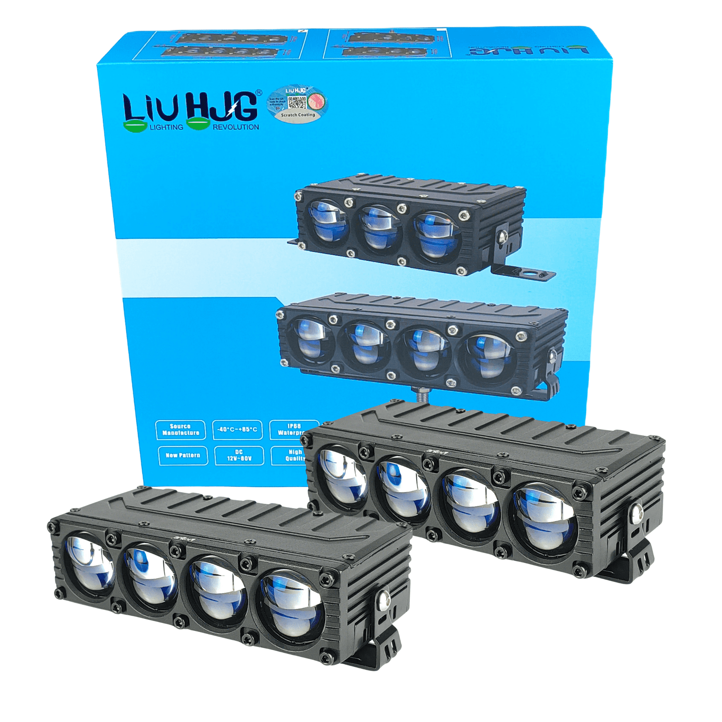 GENUINE HJG Blaze 4 Projector Auxiliary Lights 320W | Laser Spot + Ultra Wide Spread LED | Red DRL | White / Yellow Modes | Universal for Bikes & Cars