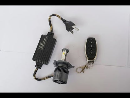 LIU HJG Remote H4 LED Headlight Bulb for Car & Bike – 120W (60W Yellow + 60W White) | Dual Color White/Yellow/Warm White | Hi/Lo Beam + Flasher Mode | 12V–24V Universal