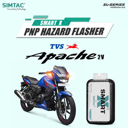 Simtac SMART-X Hazard Flasher AP-SL6 installed on TVS Apache 2V motorcycle | MotoARZT